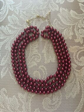 Elegant Multi-Strand Burgundy Pearl Necklace